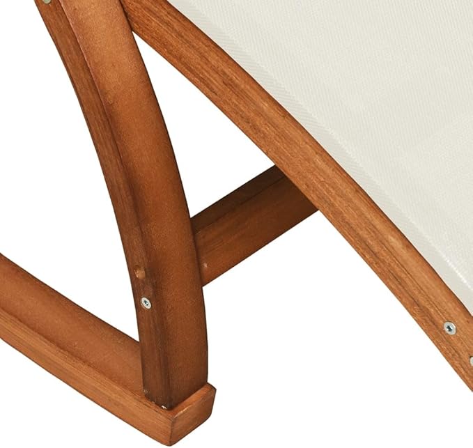 Outdoor Rocking Chair with Solid Poplar Wood Frame and Breathable Textilene Fabric, Ergonomic Lounge Chair for Patio, Garden, Porch, and Poolside, White