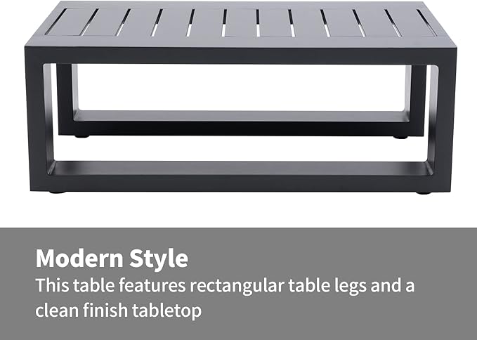 Patio Side Table Aluminum Outdoor End Tables for Outside Small Rectangle Coffee Table Patio Furniture for Garden Backyard, Grey Frame