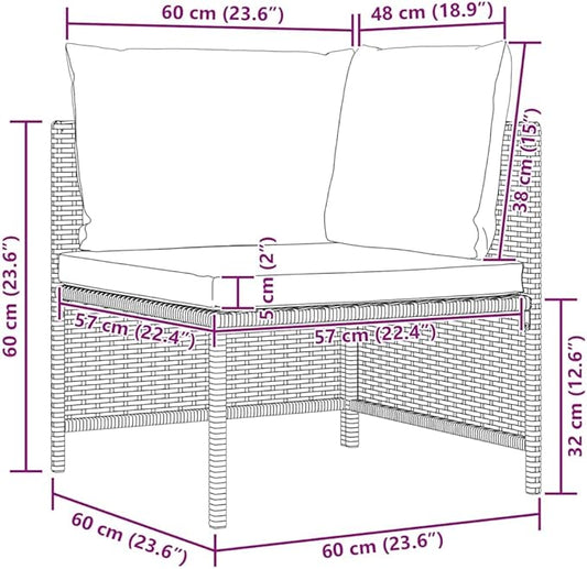 vidaXL - Gray Poly Rattan Sectional Corner Sofa with Cushions | Versatile Outdoor Garden Furniture | Highly Durable & Weather-Resistant | Comfortable Seating