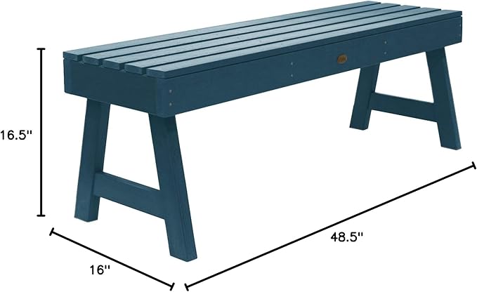 Highwood Weatherly Backless Bench, 4-Feet, Nantucket Blue