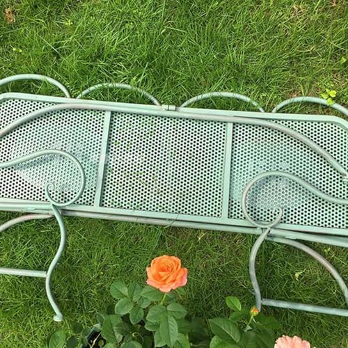 Folding Metal Garden Bench, 35in Outdoor Park Seat with Backrest & Armrests, 1022lb Capacity, Stylish White Garden Furniture for Patio, Yard & Balcony