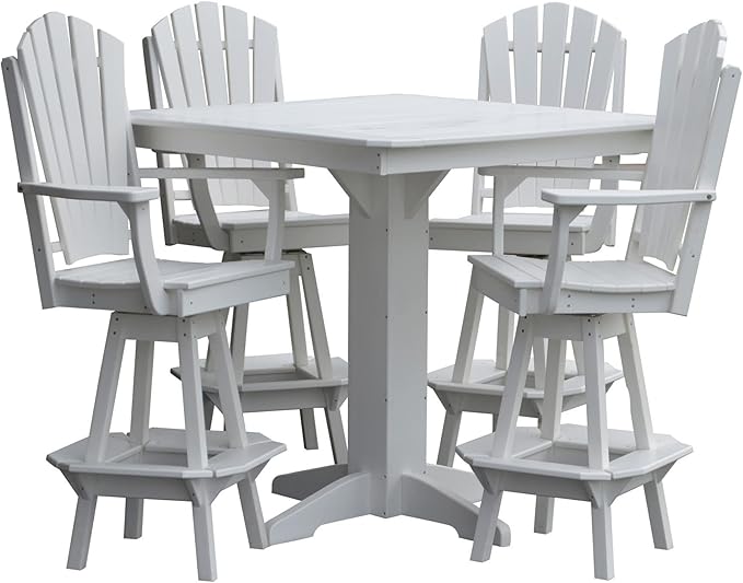 Poly Lumber Adirondack Swivel Bar Chair with Arms, White