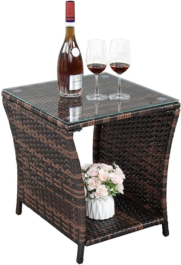 HomVent Patio Wicker Rattan Side Table - Photo 1