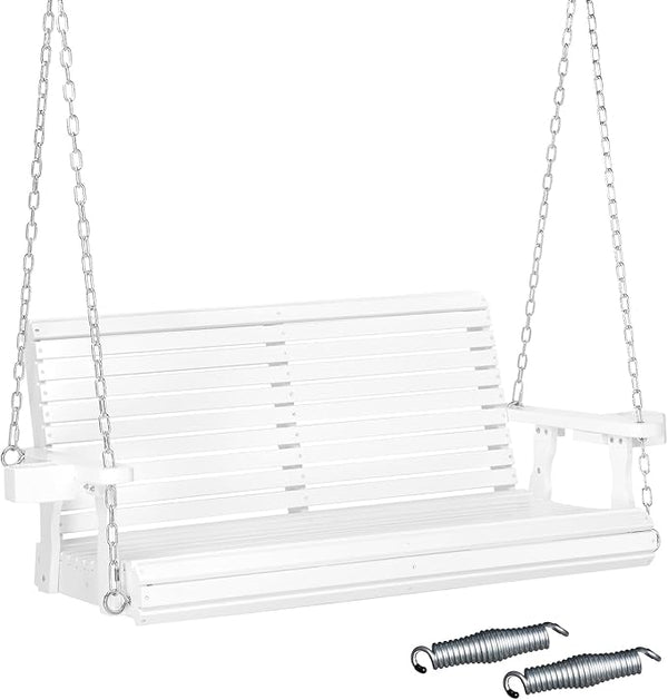 VINGLI XL Size Patio Wooden Porch Swing Outdoor with Cup Holders - Photo 1