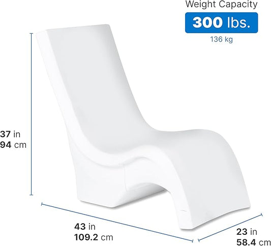 Step2 Vero Pool Chair, Fade-Resistant, Waterproof Patio Furniture for Sun Shelf, Use in Pools up to 15-Inches of Water, Weighted, 43"D x 23"W x 37"H, Resin, White