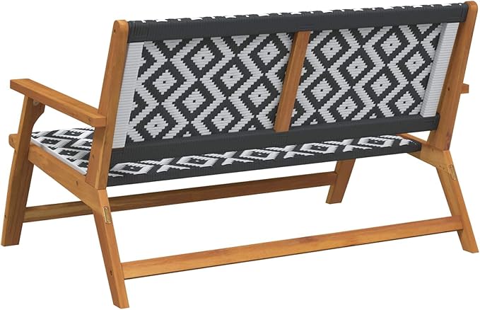Outdoor Garden Bench 2-Seater Patio Loveseat, Solid Acacia Wood Modern Backyard Furniture, Weather-Resistant Seating for Porch, Deck, or Balcony, 48-Inch