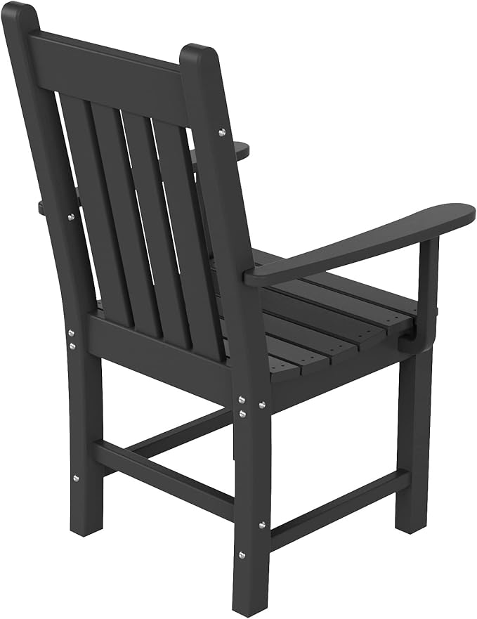 WestinTrends Malibu Classic Outdoor Dining Chairs with Arms, All Weather Poly Lumber Adirondack Patio Chairs Restaurant Bistro Chairs Support 350 LBS, Arched Backrest and Curved Seat, Gray