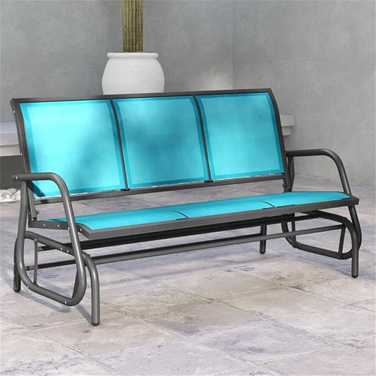 Outdoor Park Bench Backyard Garden, Front Porch, or Walking Path Furniture Seating, Outdoor Metal Garden Bench Patio Park Bench, Patio Park Bench Breathable Mesh Fabric 57.75" L x 29.5" W x 33.5" H