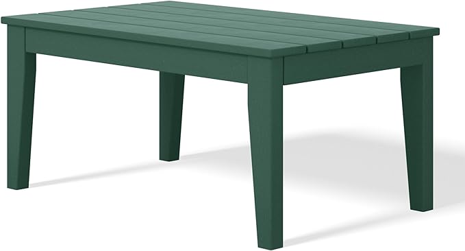 Costaelm Adirondack Outdoor Coffee Table, HDPE Drink Table Weather Resistant, Patio Porch Accent Balcony Table Outdoor End Table for Pool, Seaside, Backyard, Dark Green