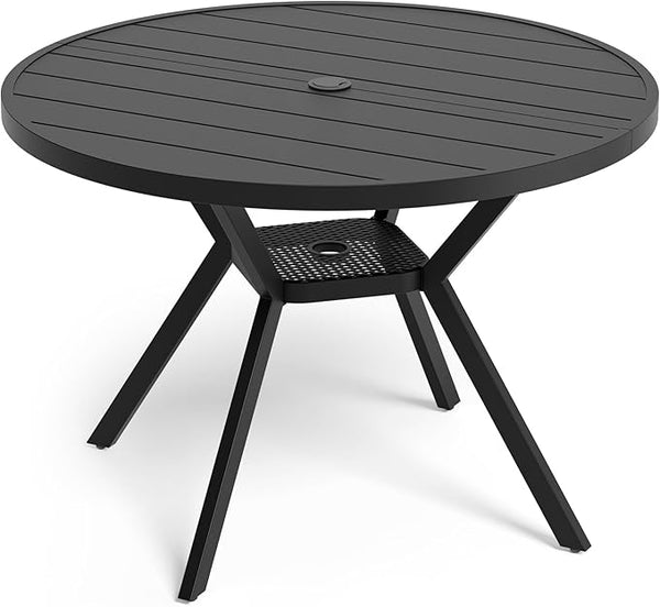 Betterhood 42” Outdoor Patio Table, Metal Patio Dining Table for All Weather, Round Outdoor Coffee Table - Photo 1