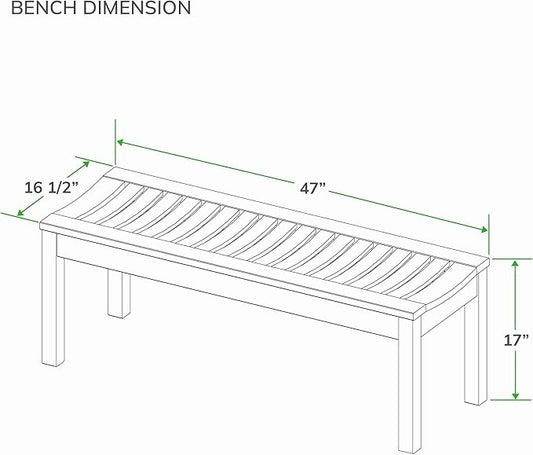 Cambridge Casual Arie Solid Wood Outdoor Patio Garden Backless Bench
