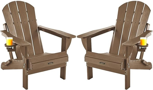 Ciokea Folding Adirondack Chairs Set of 2, Patio Adirondack Chair Weather Resistant - Photo 1
