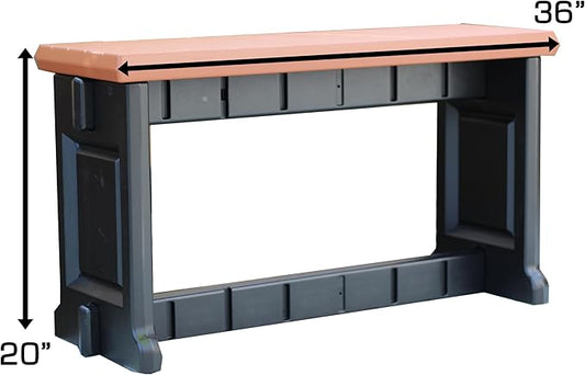 Bench, Redwood Top with Black Sides, 2 Pack - Proudly Made in The USA, Click and Lock Hardware-Free Assembly, Durable and Stylish Outdoor Seating