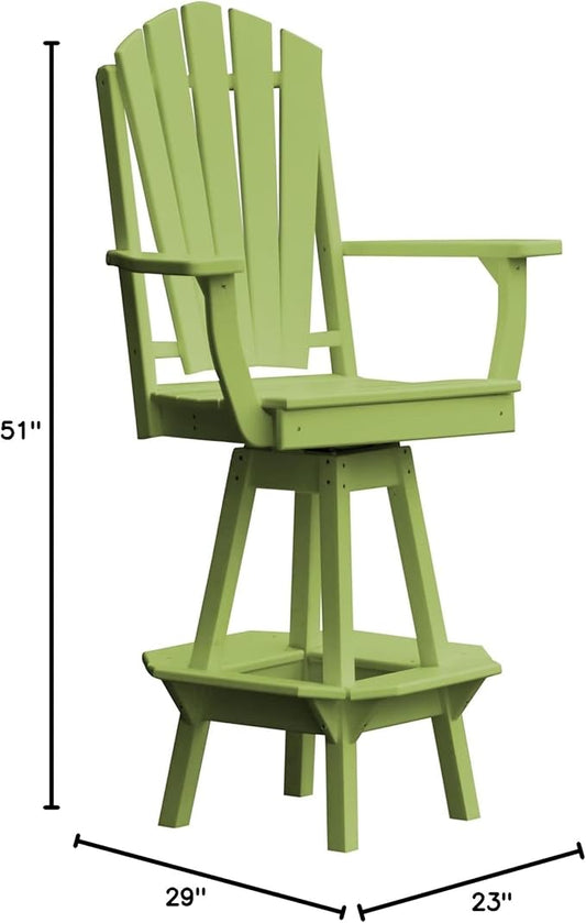 Poly Lumber Adirondack Swivel Bar Chair with Arms, Tropical Lime