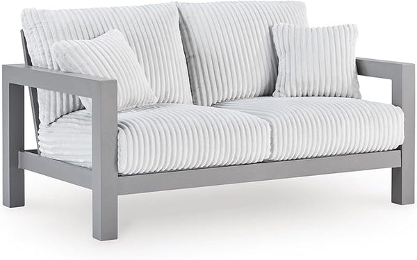 Signature Design by Ashley Moonlight View Contemporary Outdoor Nuvella Weather Resistant Fabric Loveseat with Cushion - Photo 1