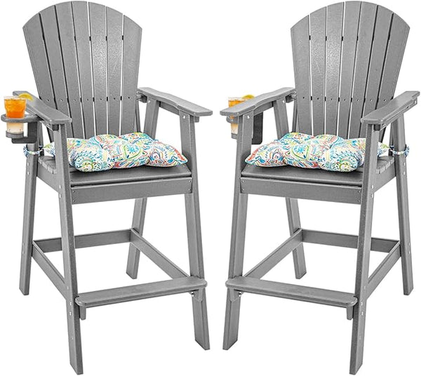 Sundale Outdoor Tall Adirondack Chairs Set of 2, 30 Inch Seat Height Patio Adirondack Bar Stools - Photo 1