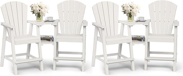 Ciokea Tall Adirondack Chairs Set of 4, HDPE Outdoor Adirondack Bar Stools with Double Connecting Tray - Photo 1