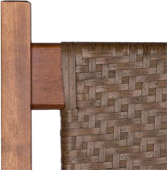 Pemberly Row Traditional Hardwood Outdoor Rocking Chair, Brown Finish, 45.25"H x 27"W x 34"D, Durable Kiln-Dried Wood, Weather-Resistant Porch Rocker, Ergonomic Design for Patio, Garden, or Deck Use