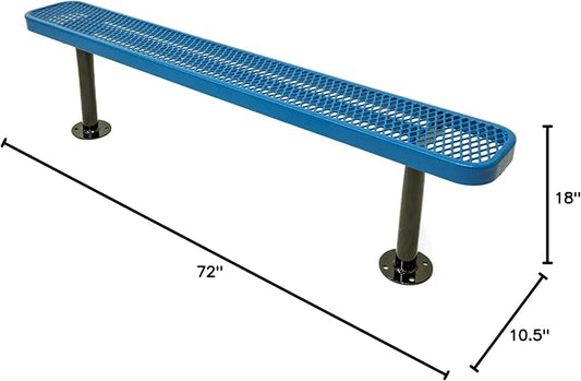 COATEDOUTDOORFURNITURE Heavy-Duty Outdoor Bench Thermoplastic Coated, Expanded Metal, Commercial-Grade Seating, Made in America (Surface Without Back, 6 Ft, Textured Light Blue)