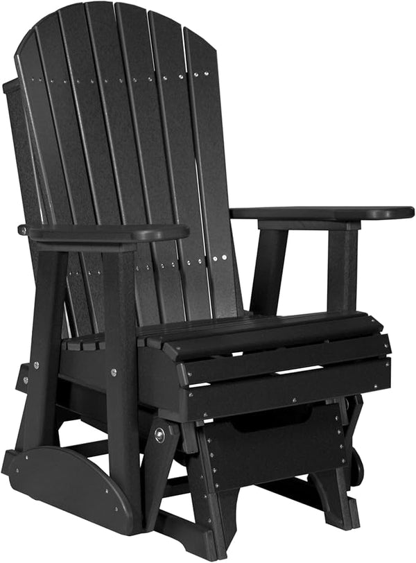 LuxCraft 2' Adirondack Glider Chair, Outdoor Patio Rocking Glider, Gliding Rocker for Outside (Black) - Photo 1