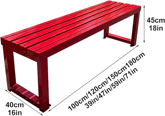 Backless Outdoor Garden Bench, Park Bench with Slatted Seat, All Weather Outdoor Benches, 2-3 Person Seat Front Porch Benches Outdoor, Metal Frame, 880 Lbs Capacity, for Garden, Park(Orange,150cm/59in
