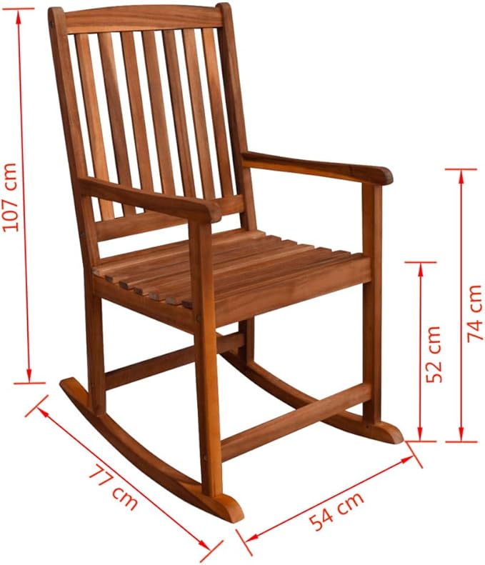Terrace Garden Outdoor Sun Lounger,Home Lunch Breathable Leisure Chair,Outdoor Rocking Chair Acacia Wood