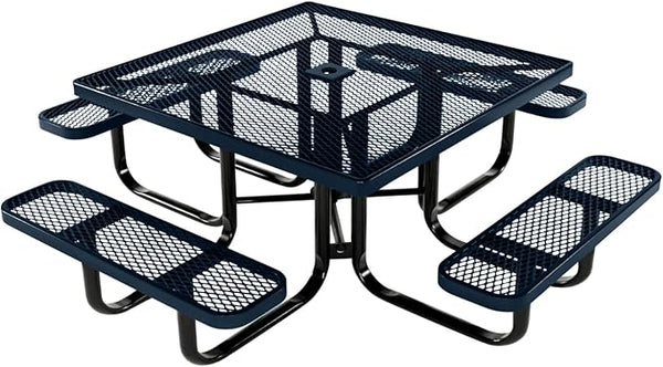COATEDOUTDOORFURNITURE Heavy-Duty Portable Outdoor Kids Table with Umbrella Hole, Expanded Metal Kids Picnic Table - Photo 1