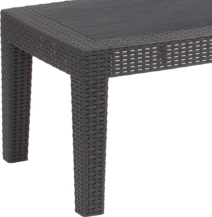 Flash Furniture Seneca Dark Gray Faux Rattan Coffee Table
