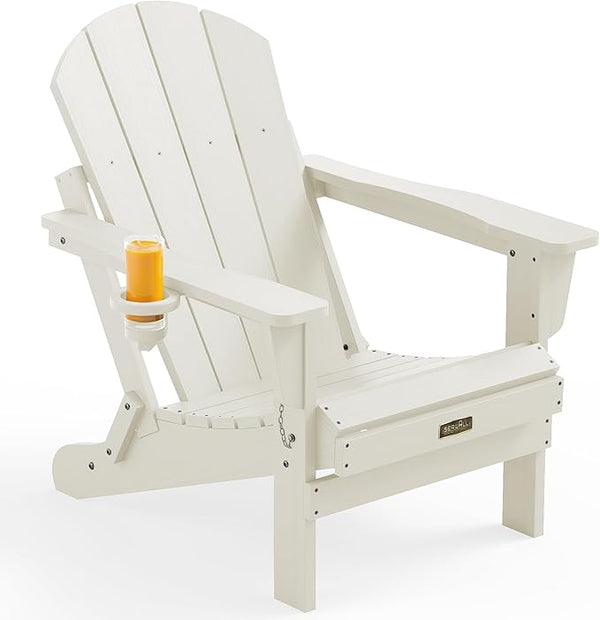 SERWALL Folding Adirondack Chair with Cup Holder - Photo 1