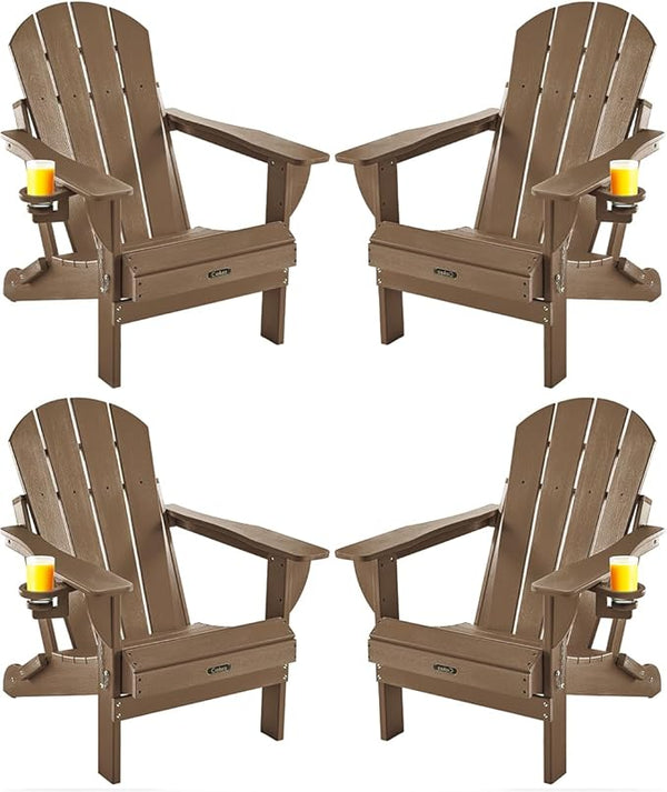 Ciokea Folding Adirondack Chairs Set of 4, Patio Adirondack Chair Weather Resistant - Photo 1