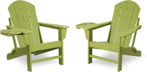 FOOWIN Folding Adirondack Chair Set of 2, HDPE Adirondack Chairs with Cup Holder - Photo 1
