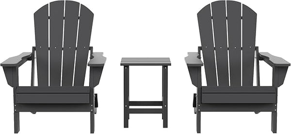 Costaelm 3 piece Patio Set, Outdoor Modern Adirondack Table and Chairs - Photo 1