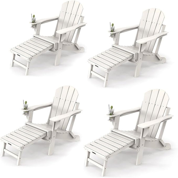 VINGLI Folding Adirondack Chair Set of 4 with Ottoman - Photo 1