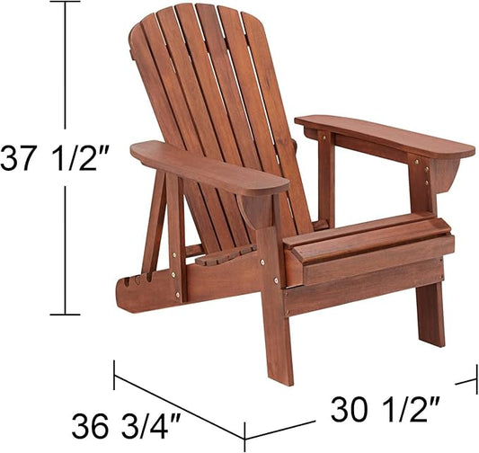 Teal Island Designs Fletcher Dark Wood Outdoor Reclining Adirondack Chair