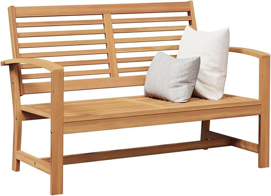 Garden Bench Natural Solid Teak Wood, 110 x 64 x 76.5 cm, Durable Outdoor Lounge Seating for Patio Furniture Sets Sectional Sofa