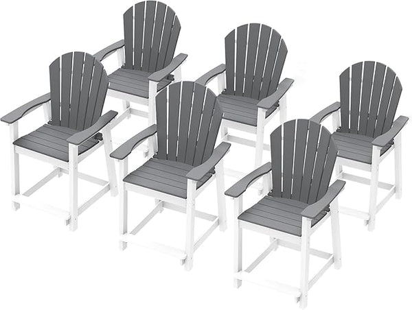 Tall Adirondack Chair Set of 6, Eco-Friendly Recycled Stylish Patio Bar Stools & Heavy Duty Lifeguard Chair - Photo 1