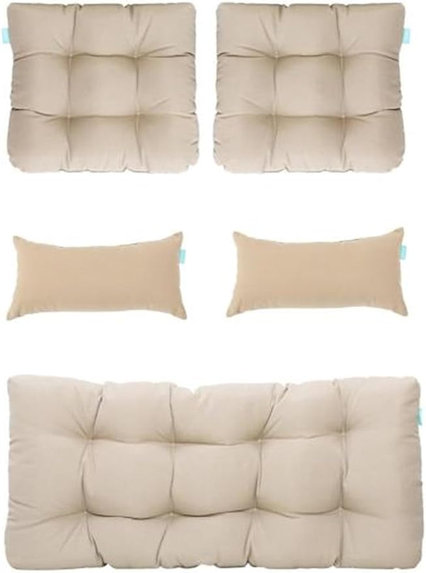 QILLOWAY Outdoor Patio Wicker Seat Cushions Group Loveseat/Two U-Shape/Two Lumbar Pillows for Patio Furniture - Photo 1