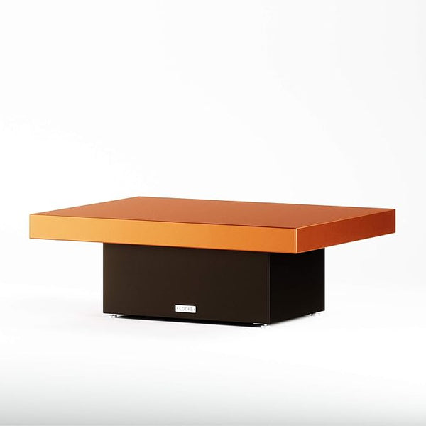 COOKE Santa Barbara Custom Contemporary Outdoor Table (Autumn Texture Aluminum Top, Desert Gold Ore Aluminum Base) - Photo 1