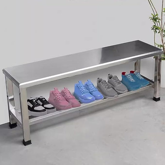 304 Stainless Steel Metal Garden Benches for Outdoors Weatherproof Park Bench Backless Outdoor Benches for Patio Lawn Entryway Shoe Changing, 250kg Load Capacity(150cm(59.06in))