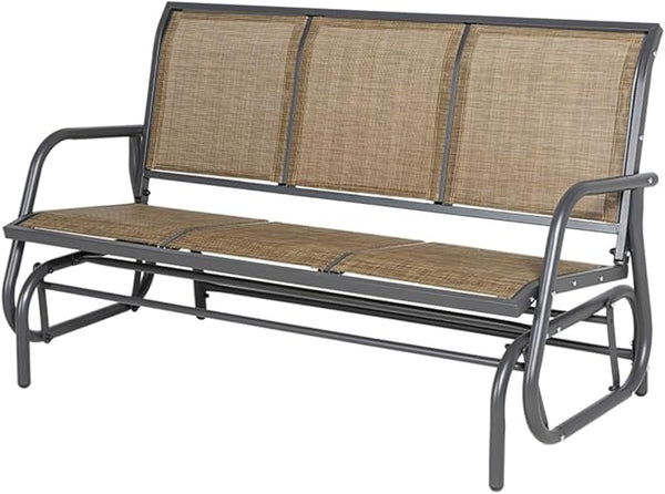 Outdoor Park Bench Backyard Garden, Front Porch, or Walking Path Furniture Seating, Outdoor Metal Garden Bench Patio Park Bench, Patio Park Bench Breathable Mesh Fabric 57.75" L x 29.5" W x 33.5" H