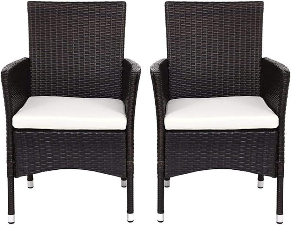 ReunionG 2PCS Patio Rattan Chairs, Furniture Armchair Set with Removable Cushions, Garden, Balcony - Photo 1
