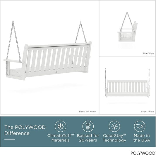 POLYWOOD GNS60WH Vineyard 60" Swing, White