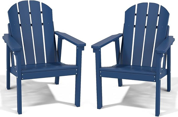 Adirondack Chair Set of 2, All Weather HDPE Fire Pit Chairs, Oversized Plastic Adirondack Chair for Outdoor, Balcony - Photo 1