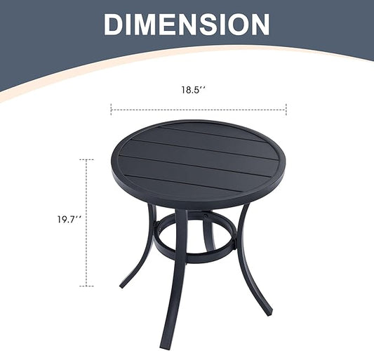 VICLLAX 18.5" Outdoor Side Table Small Patio End Table Round Bistro Coffee Table, Black