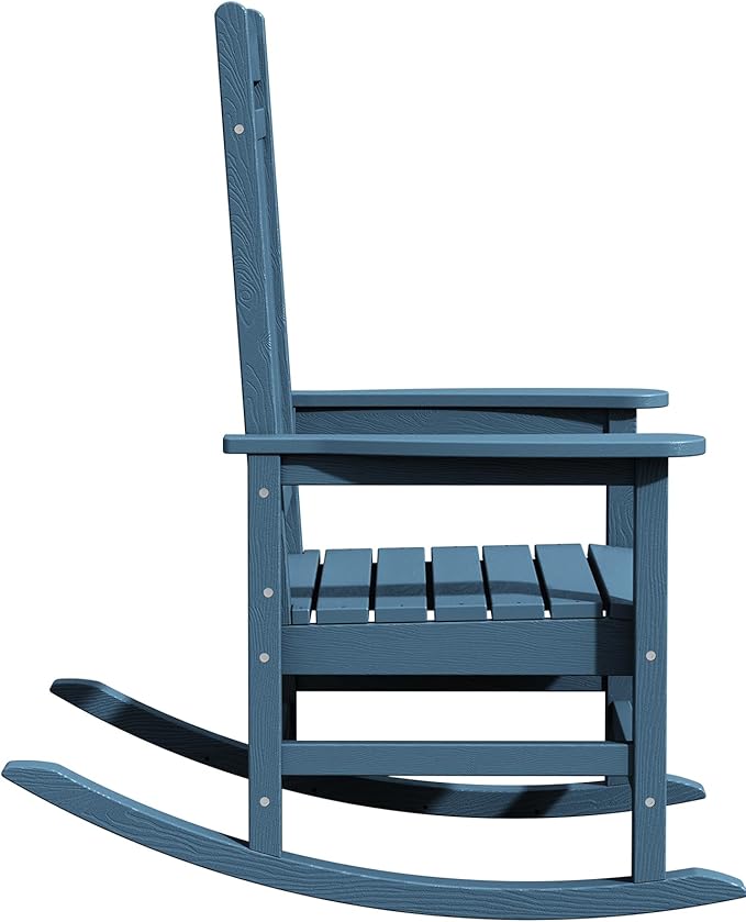 KINGYES Oversized Patio Rocking Chair Set of 2, HDPE Outdoor Rocking Chairs with 330lbs Support for Adults, Navy