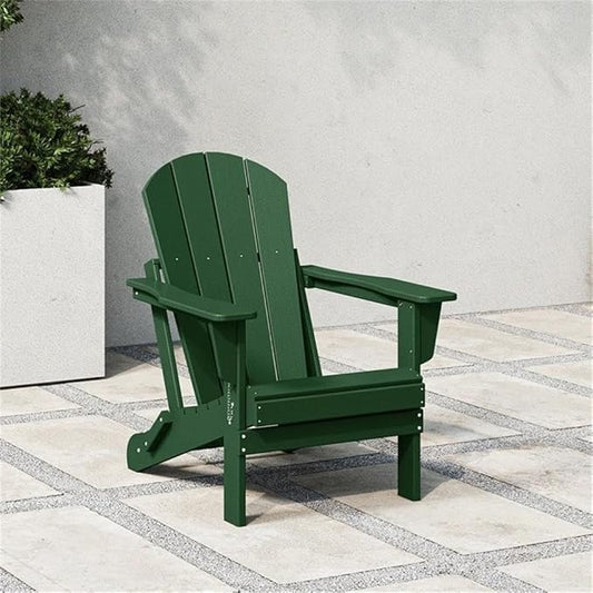 Costaelm Outdoor Folding Chair, Outdoor Seating Folding Firepit Chairs, All Weather Poly Adirondack Chair for Deck Backyard Garden Lawn Pool Patio, Dark Green