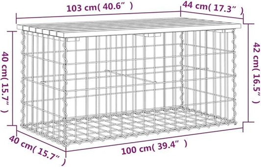 Garden Bench 40.6 x 40.6 x 16.5 in Solid Pinewood with Galvanized Steel Frame Rustic Outdoor Seating for Patio Porch Park Terrace