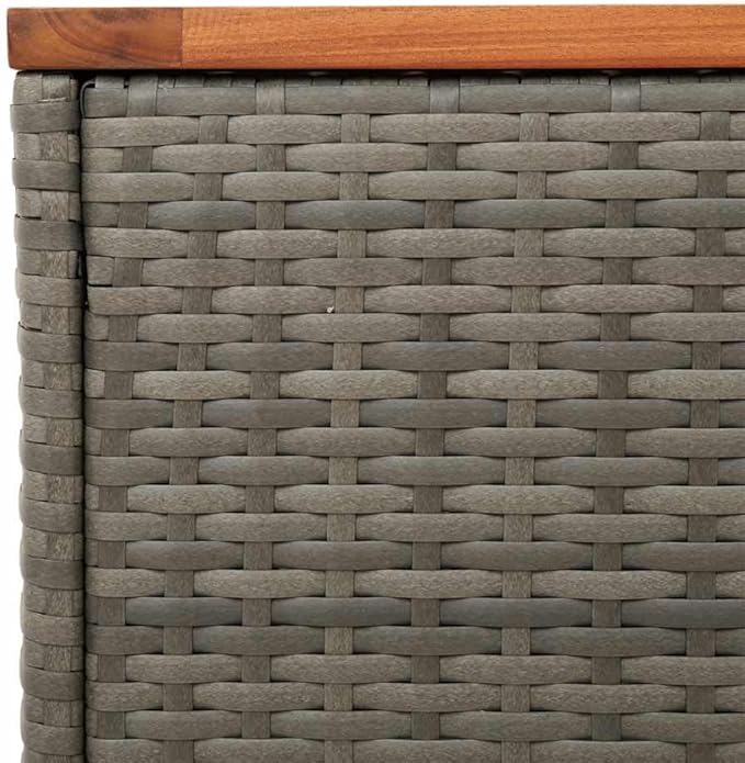 Set of 2 Outdoor Side Tables, Rectangular Patio End Table with Solid Acacia Wood and PE Rattan, Modern Garden Furniture for Backyard, Balcony, and Poolside