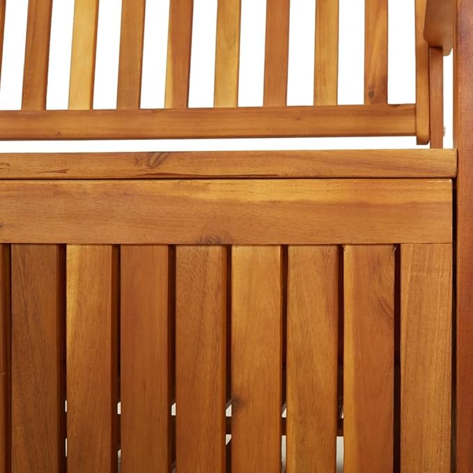 vidaXL Indoor and Outdoor Storage Bench – Solid Acacia Wood, Stable Seating, Ample Storage, Ideal for Patio, Weather, Comes with Cushion