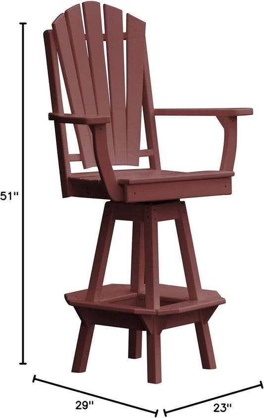 Poly Lumber Adirondack Swivel Bar Chair with Arms, Cherrywood